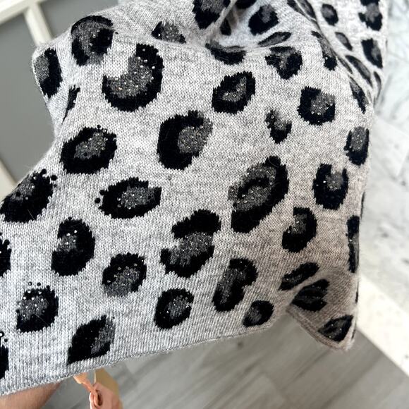 Alessia Massimo Leopard Angora Viscose Scarf Wrap Rhinestones NWT - Picture 2 of 6